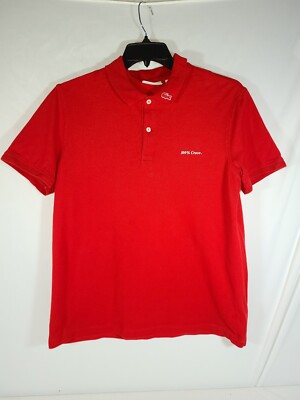 Men's LACOSTE Polo Shirt Size XL Slim Fit Red With Red Logo