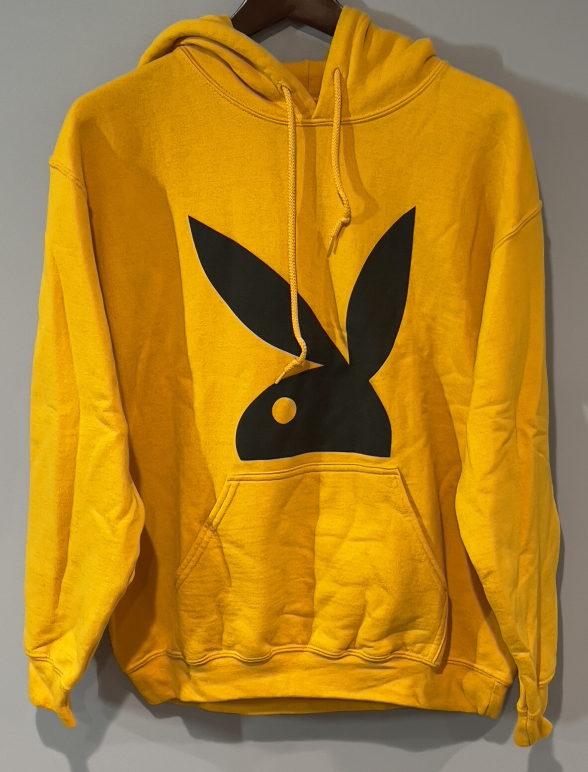 Yellow Hoodie Medium Large Bunny Logo 