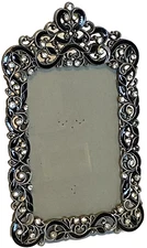 Argento SC Sicura Swarovski Crystal Enameled Silver-tone Black Picture Frame