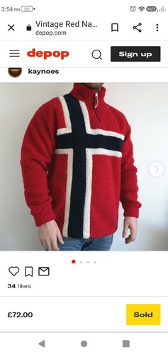 NAPAPIJRI Rare Retro Norway Flag Men's Polar VintageFleece Don Thomas | eBay
