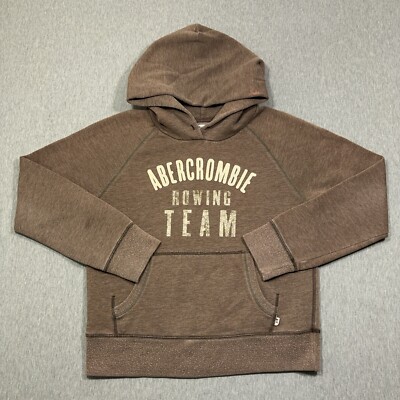 Abercrombie Fitch Rowing Team Hoodie Womens XL Brown Embroidered Spell  Out