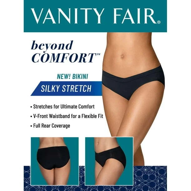 5 Prs Vanity Fair Beyond Comfort Silky Stretch Bikini 18291 Ghost Navy 5-6-7-8 - Image 4 of 4
