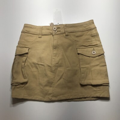 Lillusory Skirt Womens Small Tan Khaki Mini Cargo Utility Outdoor Casual LSA1024