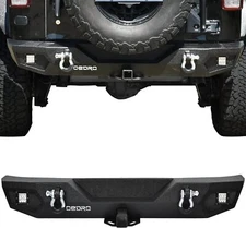 OEDRO Rear Bumper for 2007-2018 Jeep Wrangler JK JKU Unlimited with LED Lights