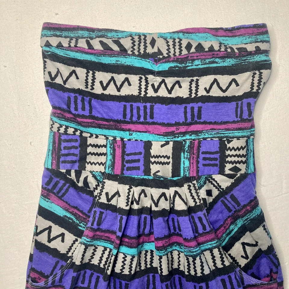 Billabong Mini Dress Size Small Abstract Hawaiian Retro Flirty Beach Cotton - Image 2 of 4