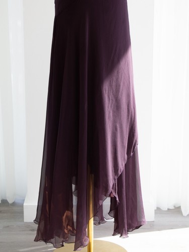 Chanel Vintage F/W 1993 Eggplant Purple Draped Silk Maxi Dress 93A Gown - 第 9/13 張圖片
