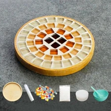 I DO Mosaic Tile Tea Coaster DIY Kit Circular Round Daisy Cup Holder NWT 223728
