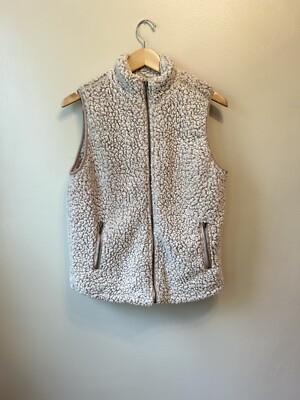 Thread & Supply Sherpa Vest Women's Medium Smoke Rose Soft Cozy Zipper Tested