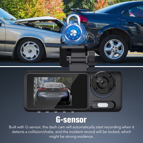 1080P 2" Three Lens HD Car DVR Rearview Video Dash Cam Recorder Camera G-Sensor - Picture 5 of 13