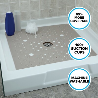 65% MORE COVERAGE! SlipX Solutions Tan Extra Large Shower Mat (27'')
