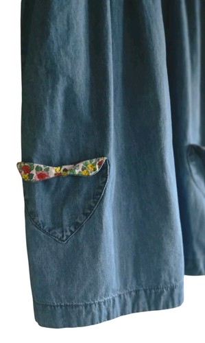 Mini Boden Denim Dress Girls 4-5Y Floral Lined Soft Cotton Flutter Sleeve - Picture 2 of 9