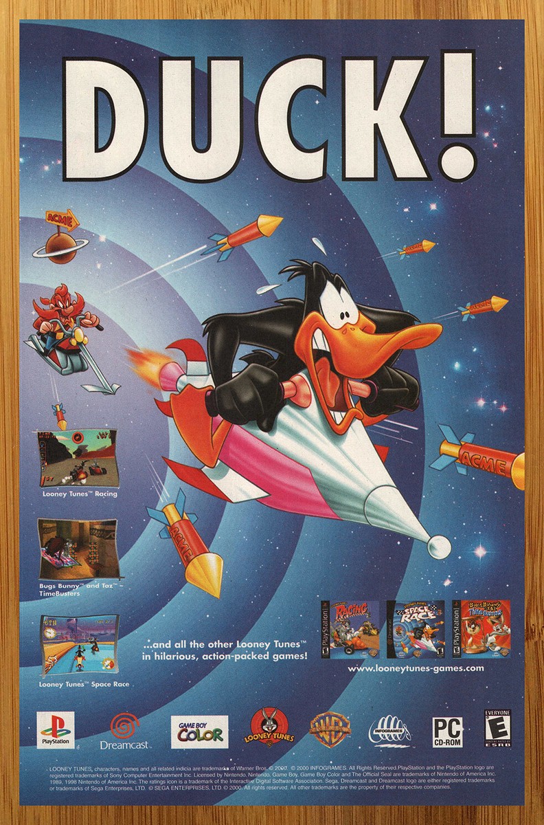2000 Looney Tunes: Space Race Dreamcast Vintage Print Ad/Poster