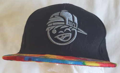 Neff Baseball Cap Flat Brim Snapback Embroidery Hat Cap Tie Dye Black - Picture 7 of 10
