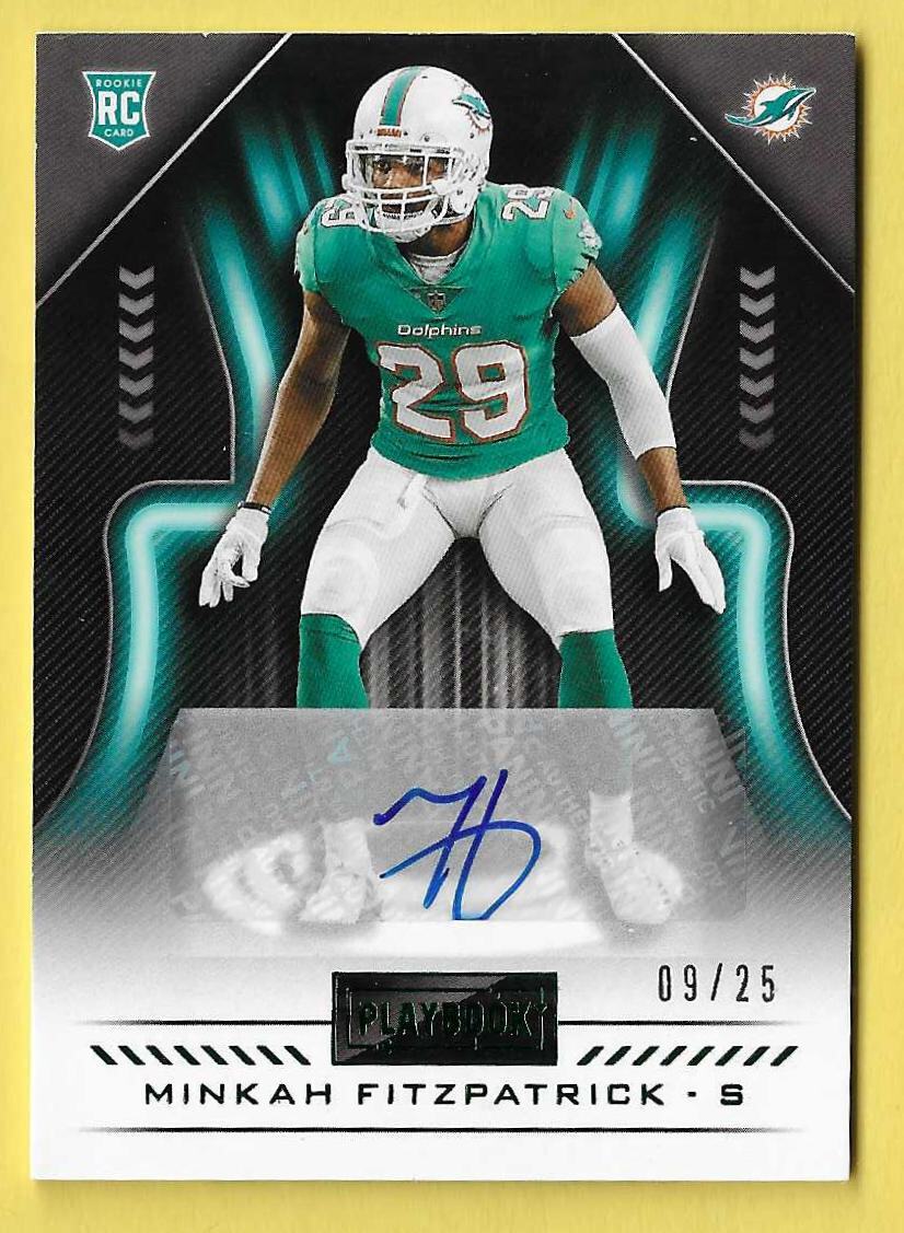 2018 Playbook Minkah Fitzpatrick Dolphins Rookie Autograph 09/25