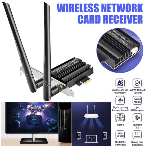 PCI-E WiFi Gaming Adapter Desktop PC for Intel PCIe Wifi Card Bluetooth5.2 New - Photo 7/20
