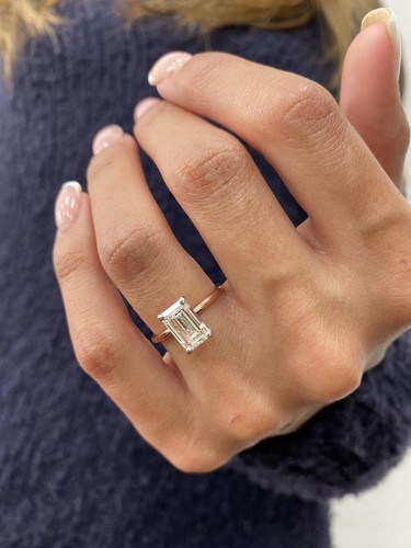 Emerald Lab Created Diamond Solitaire Engagement Ring 2Ct E/VVS2 14k Rose Gold - Picture 12 of 12