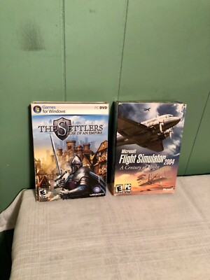 Microsoft Flight Simulator 2004 PC CD-ROM 4-CD's + The Settlers PC DVD Ubisoft