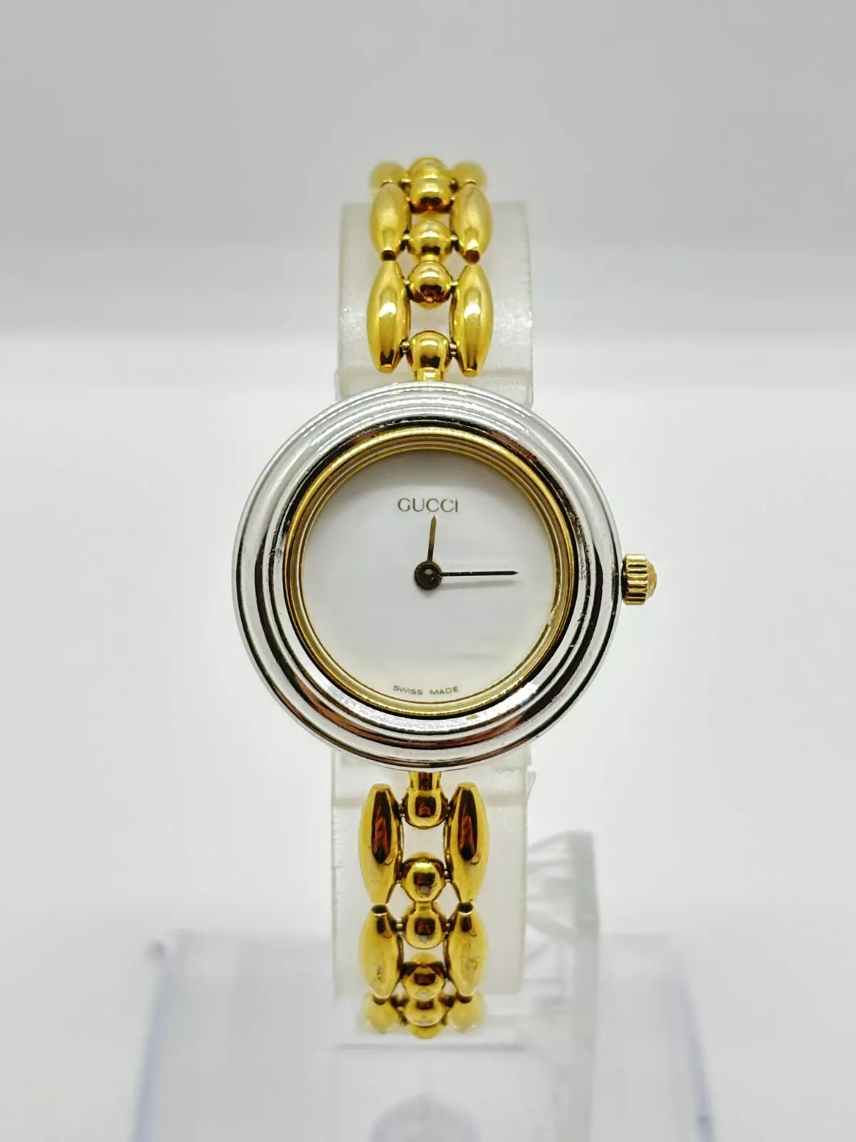 [Exc+5] Bracelet montre bracelet Gucci 11/12,2 lunette à changer or occasion fonctionne