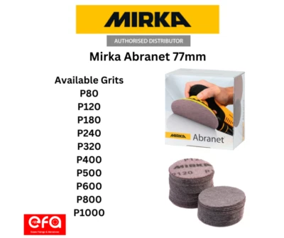 Mirka Abranet 77mm Sanding Discs - Packs 5/10/25/50 All Grits from P80 to P1000