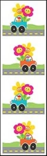 Mrs. Grossman's Stickers - Field Trip - Truck on Road with Flowers- 4 Strips