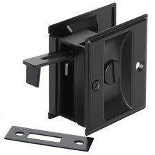 Pocket Door Lock with Privacy Latch, Matte Black Flush Mount Sliding Door Han