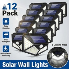 2-12x Solar Wall Light LED PIR Motion Sensor Outdoor Fence Security Lamp Garden