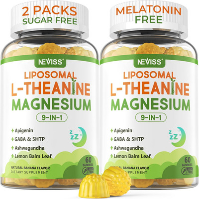 Liposomal L-Theanine Magnesium Gummies with GABA 5HTP B6 D3, 2 Pack