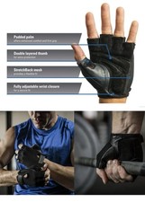 Harbinger Weightlifting Gloves Fingerless Black Leather Palm Gym Training Size L