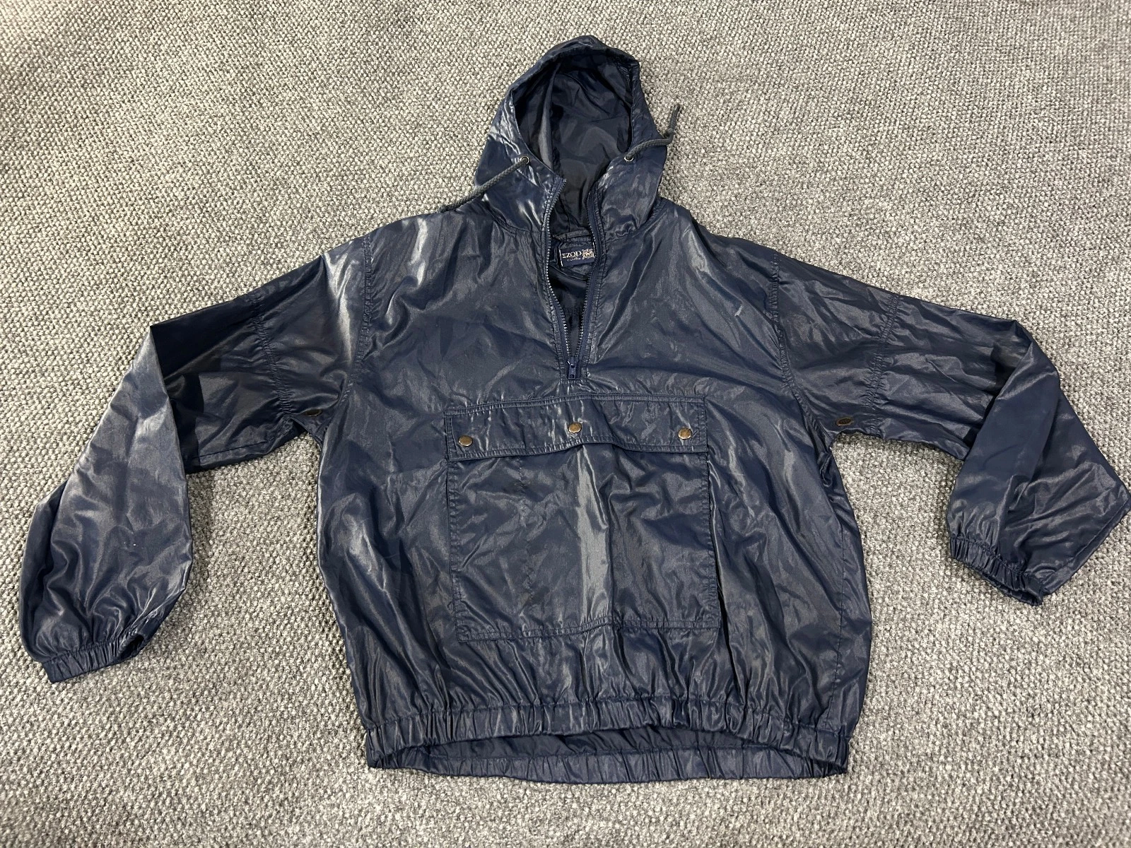 IZOD Club windbreaker jacket mens Medium blue hooded lightweight vintage