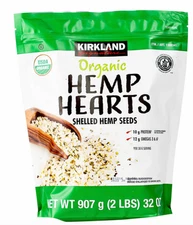 Kirkland Organic Hemp Hearts Shelled Seeds 32 oz or 2 1b Bag Non GMO Protein