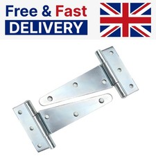 2 Tee Hinges 8/10/12/14/16" inch Medium Duty T Hinge Door Gate Shed Silver Pair
