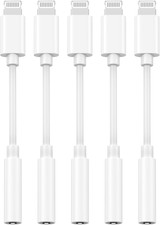  Apple Mfi Certified 5 Pack Lightning to 3.5 Mm Headphone Jack Adapter, Iphone