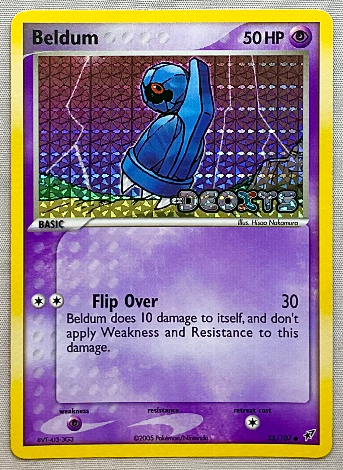 Pokémon Beldum #55/107 Reverse Holo Common - 2005 EX Deoxys - NM Condition