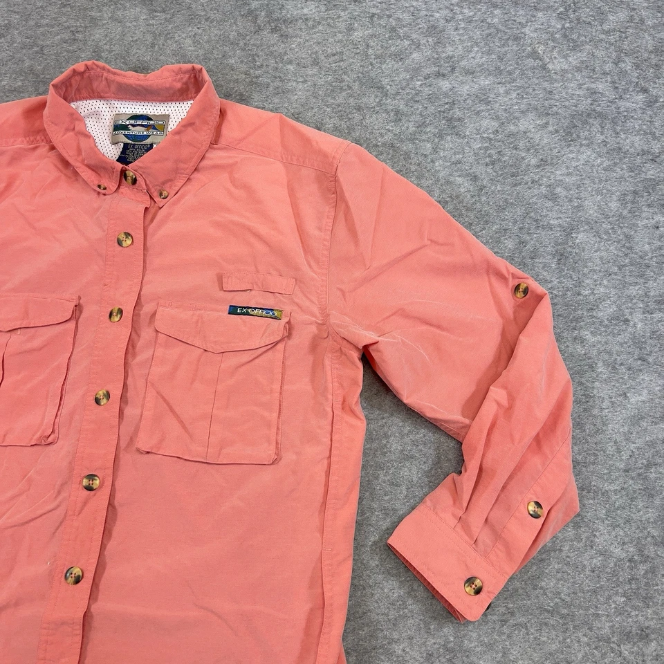 Camisa Exofficio Mujer 10-12 Rosa Salmón Viaje Ligera Ventilada Botón Caminata Foto 4 de 4