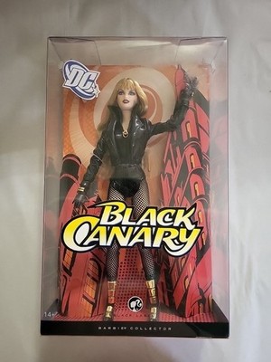 Black Canary Barbie Collector Doll Black Label 2008 Mattel DC Comics box worn