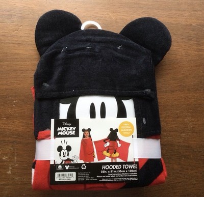 Disney Hooded Bath Towel for Kids and Toddlers Mickey Mouse Red/Black Cape