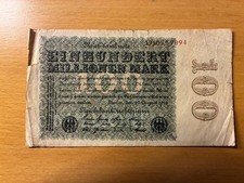 Reichsbanknote "Einhundert Millionen Mark", hg. v. Reichsbankdirektorium in 1923