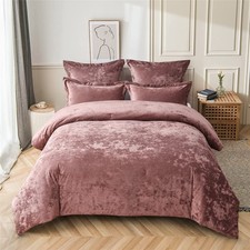 Luxurious Dusty Mauve Velvet Comforter Set, 5-Piece King Size
