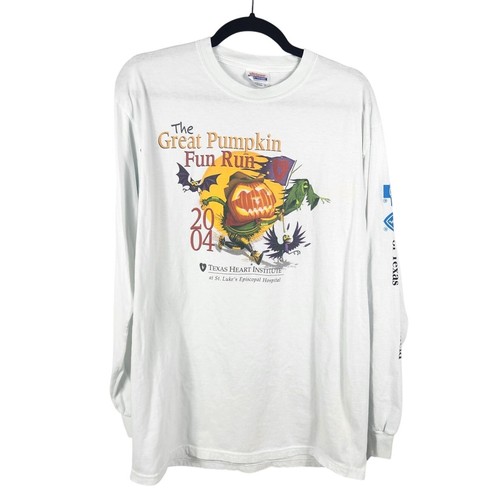 T-shirt manica lunga vintage 2004 Great Pumpkin Fun Run M Hanes - Foto 1 di 6