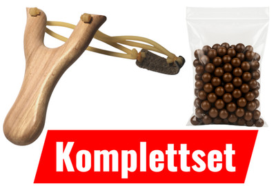 Steinschleuder + 100 bis 1000 Tonkugeln - 8 mm Zwille Munition Kugeln Clayballs