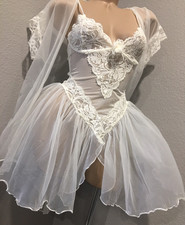 Vtg Escante Nylon Double Sheer Chiffon Nightgown S
