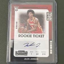Boleto de novato Panini Contenders 2021-22 Jalen Johnson Auto RC #120 Atlanta Hawks