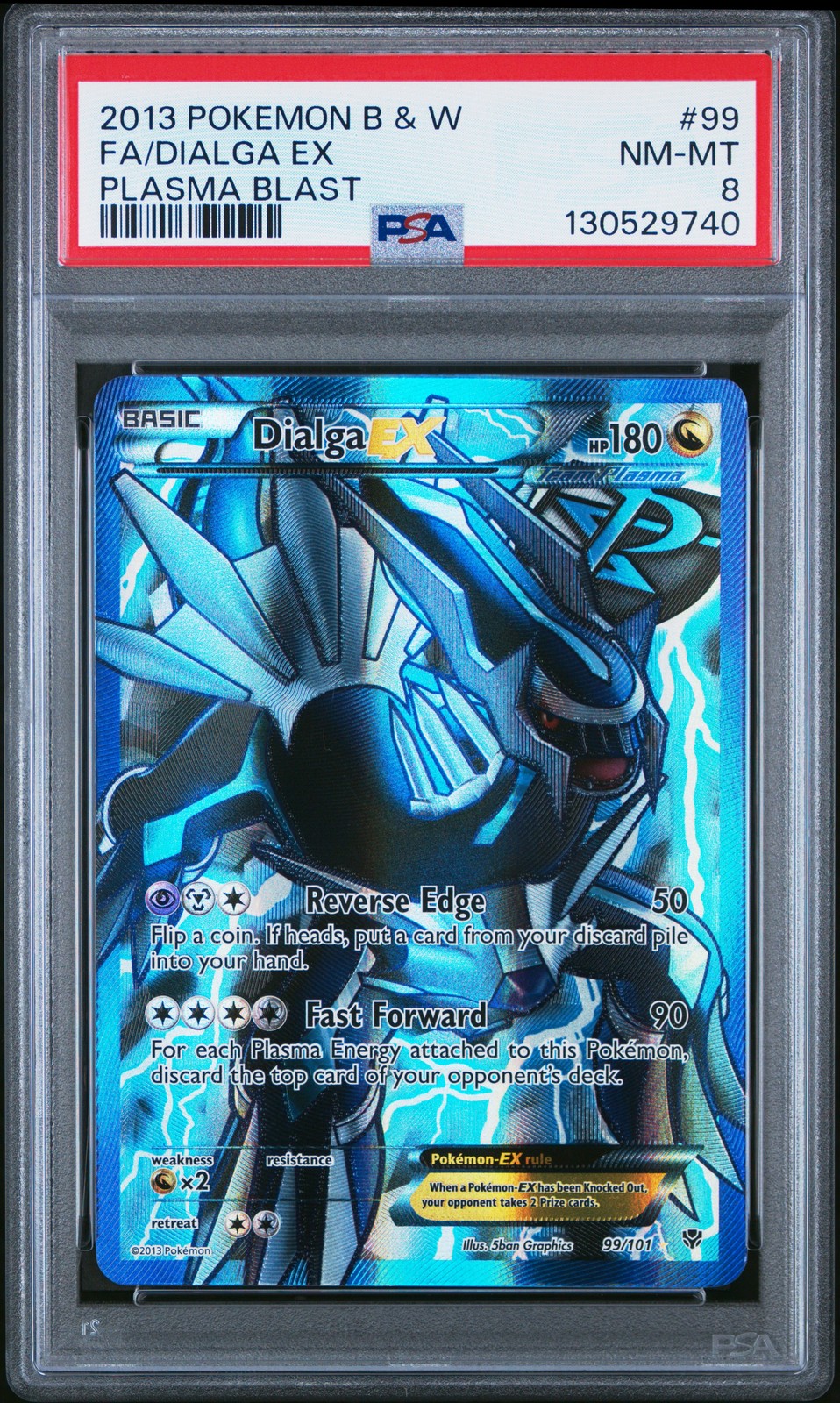 2013 POKEMON B&W PLASMA BLAST #99 FULL ART/DIALGA EX PSA 8