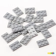 Lot of 20 Genuine LEGO Light Bluish Gray 2x3 3021 Plate Flat Base Bricks Parts