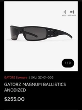 GATORZ MAGNUM BALLISTICS ANODIZED with Black Logo & Black Frame Shooting Glasses