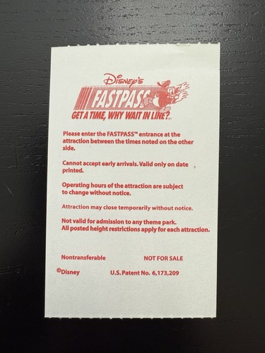Disney Surprise Paper FastPass Buzz Lightyear Carousel of Progress Rare 2008 - Picture 2 of 2