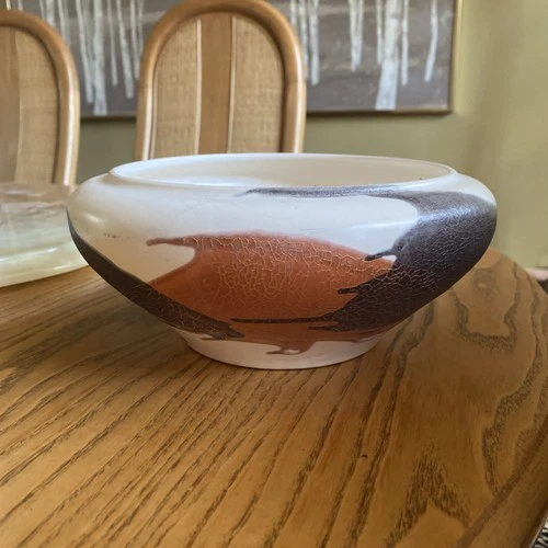 Vintage ROYAL HAEGER USA Pottery BOWL Planter EARTH WRAP Lava SNAKESKIN 70s MCM