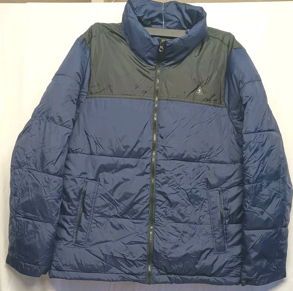 GH Bass Blue Puffer Coat Full Zip Pockets Large Mens Winter Ski Snow Outdoors