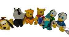 Disney Store Bean Bag Plush Beanies Pluto, Pooh, Panic, Dewey Set of 7 Vintage