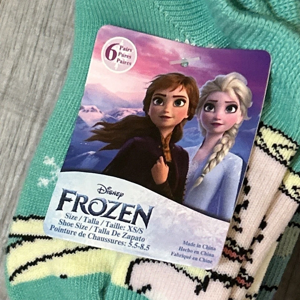 LOTE DE 2 calcetines Disney Girls Frozen 6pk No Show azul/gris talla XS/S-12 PARES NUEVOS Foto 4 de 4